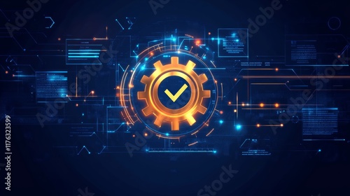 Quality management and validation process concept. Quality Assurance and Quality Control, ISO certification, The icon for quality assurance is on a dark blue background.