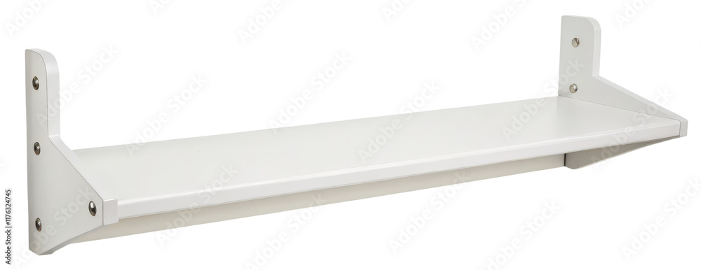 White floating shelf with brackets isolated with transparent background White floating shelf with brackets isolated with transparent background