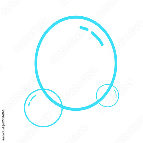 Hand drawn doodle of soap bubbles and foam in the air, Fizzy, soap foam, bath or soda. Icons for water and soda. Flat isolated on white background vector illustration