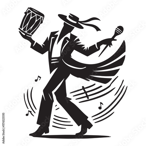 Rumba Silhouette Vector Illustration, Solid White Background.