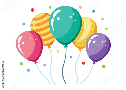 Birthday balloons on white background

