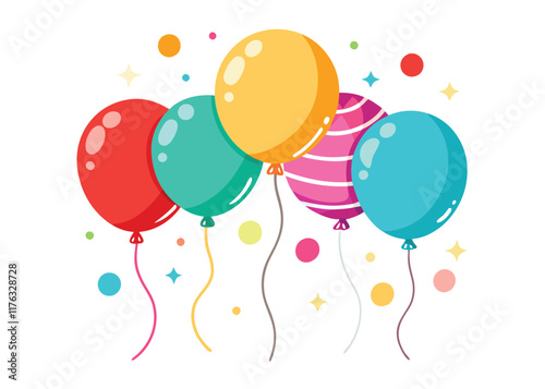Birthday balloons on white background

