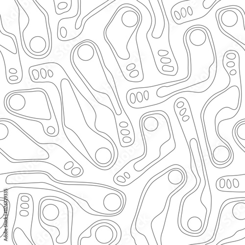 Golf course layout seamless pattern. Top view of vector map outline blueprint