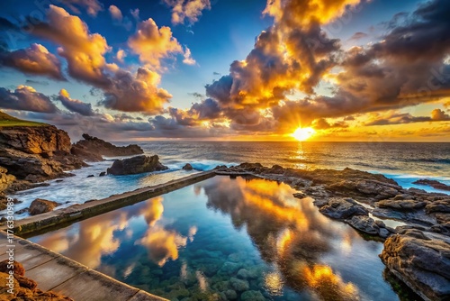 Wallpaper Mural Stunning Sunrise over La Laja Natural Pool, Gran Canaria Coast Torontodigital.ca
