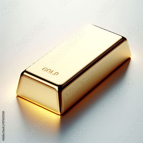 Gold bars on white background shining and isolated representing wealth and investment in business finance and luxury photo