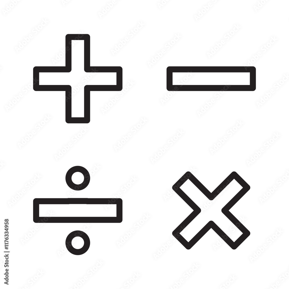 Obraz premium Flat and colorful math operation symbol design illustration, ideal for school, stationery, and learning visuals. Great for educational and math-themed content.
