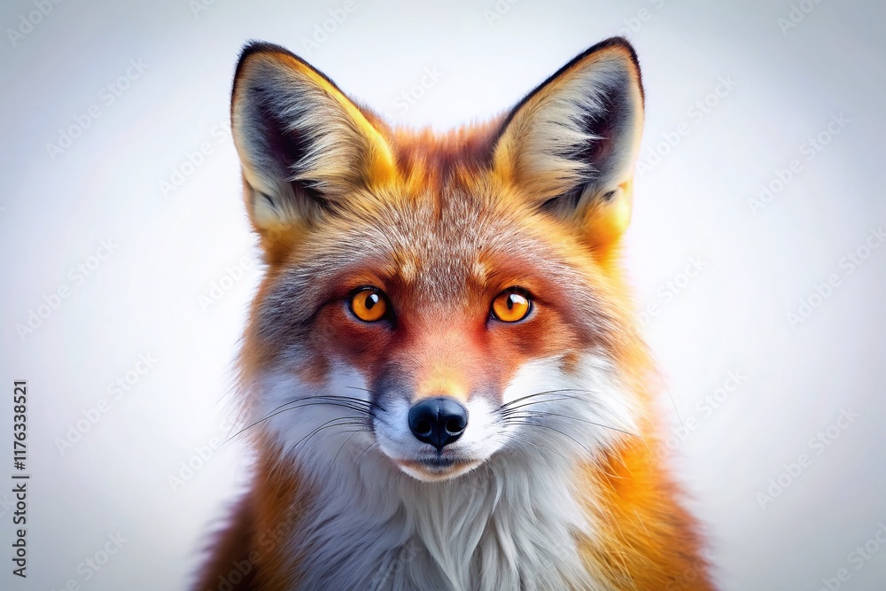 Fototapeta premium Surreal Red Fox Isolated on White Background - Magical Forest Creature