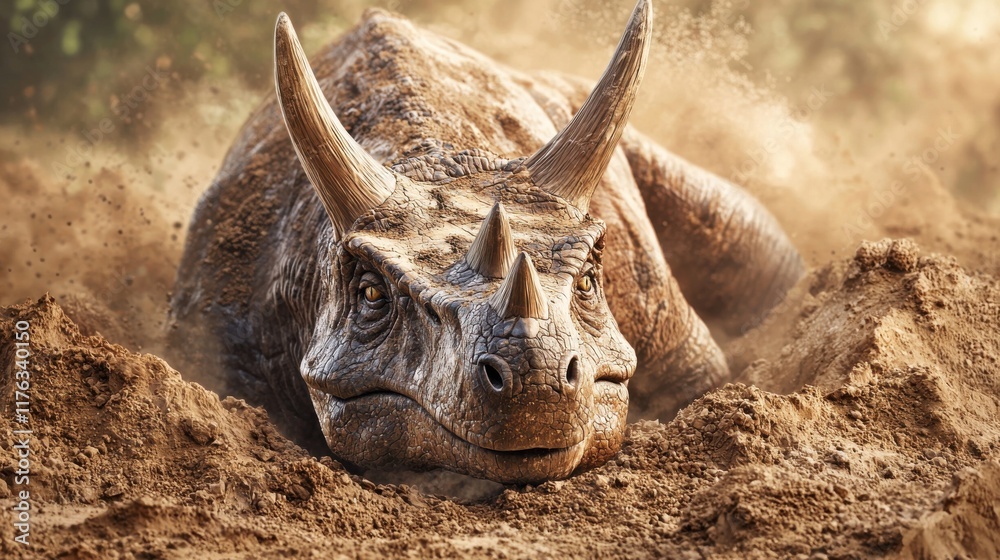 Rhinoceros Resting in Dusty African Habitat Rhinoceros Resting in Dusty African Habitat