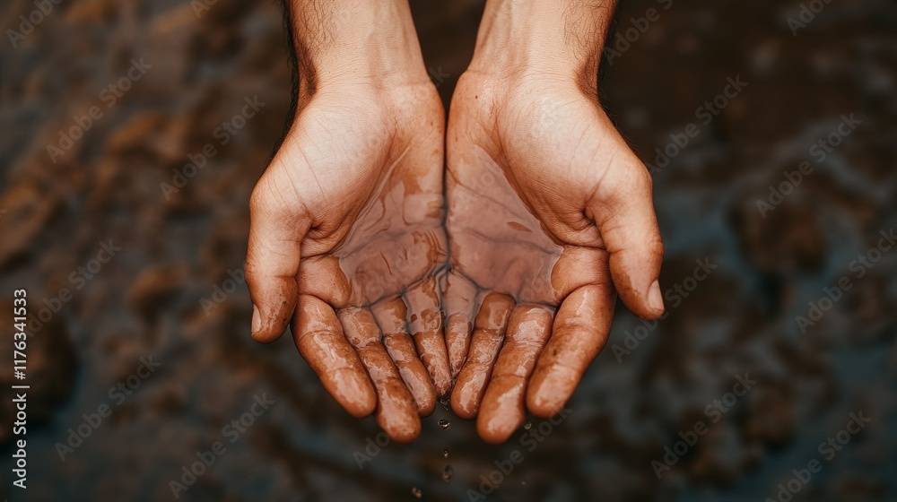 Fototapeta premium Water demand in arid areas. Problem of lack of clean drinking water.
