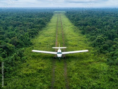 exotic destinations concept. Abandoned Jungle Airstrips Land a small plane or hike to forgotten airstrips reclaimed by nature, surrounded by wilderness