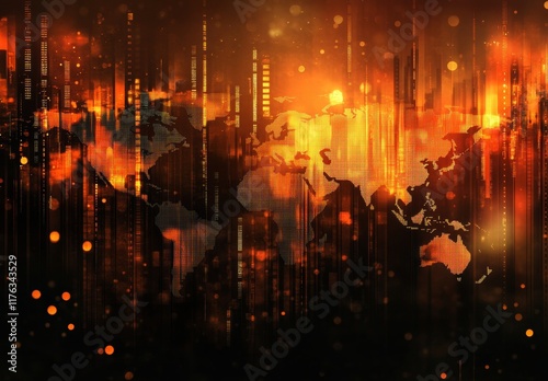 A glowing globe with a bright orange background