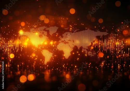 A glowing globe with a bright orange background