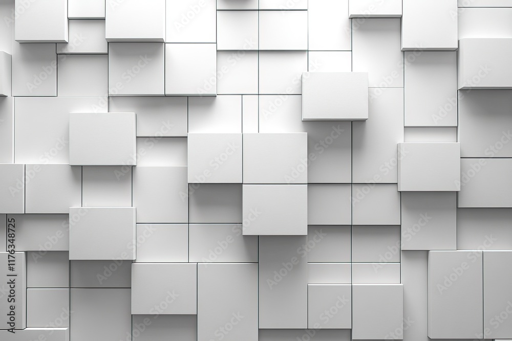 Obraz premium A textured wall composed of varying white cubes, creating a modern and minimalist aesthetic.