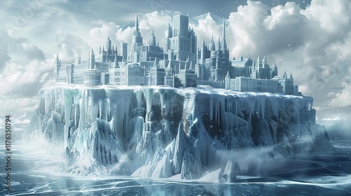 A frozen city built on an iceberg