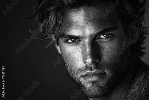 A man with a beard and dark hair is staring at the camera