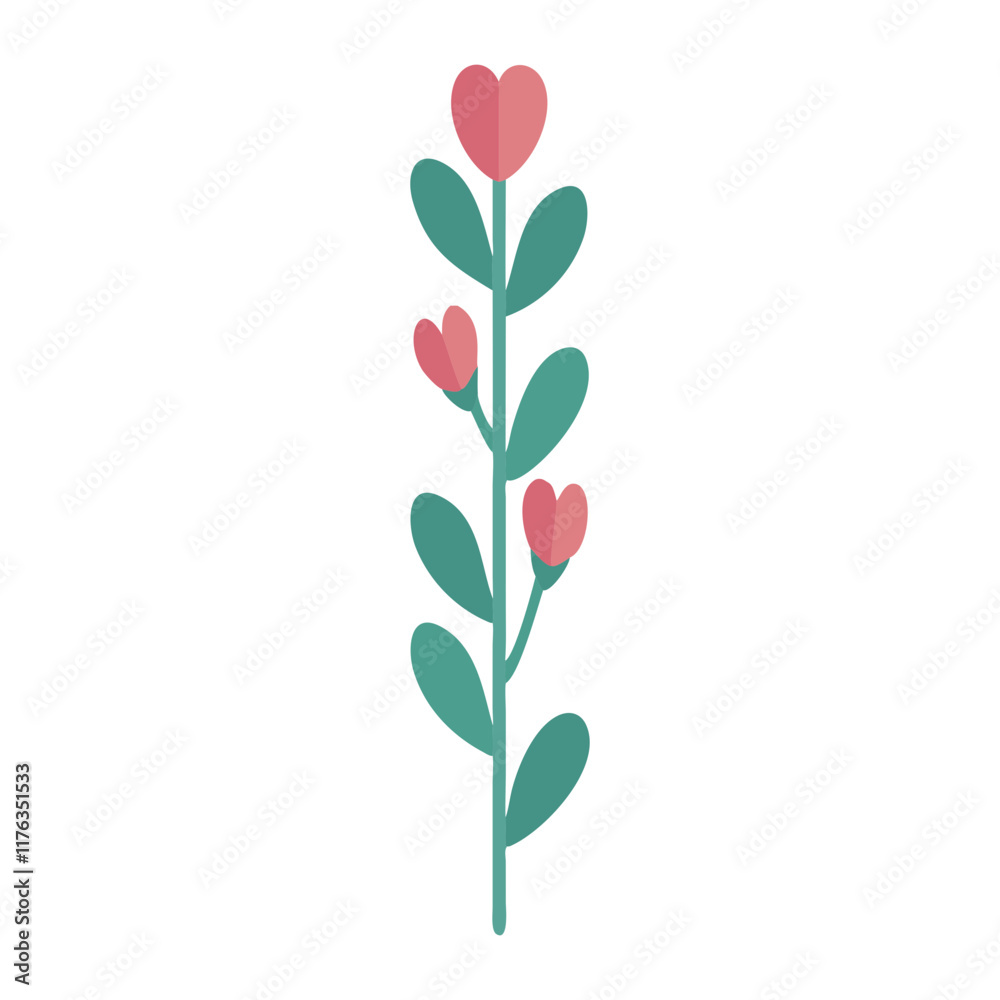 Cute Flower with branches illustration Cute Flower with branches illustration
