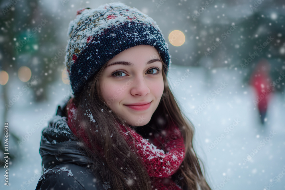 Young Woman Smiling In The Snow Young Woman Smiling In The Snow