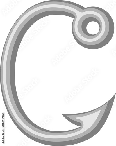 Fish Hook Letter Alphabet Vector Element C