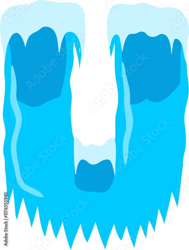 Block Ice Letter Alphabet Vector Element U