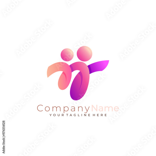 People care logo with simple design vector, charity logos