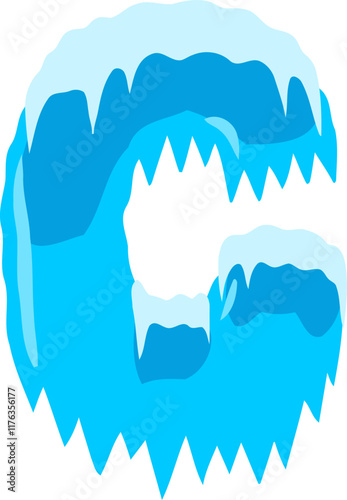 Block Ice Letter Alphabet Vector Element C