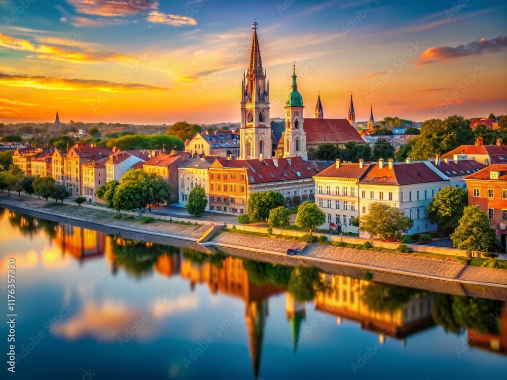 Szeged Hungary Cityscape: High-Resolution Panoramic View of the City's Architecture and River Tisza Szeged Hungary Cityscape: High-Resolution Panoramic View of the City's Architecture and River Tisza