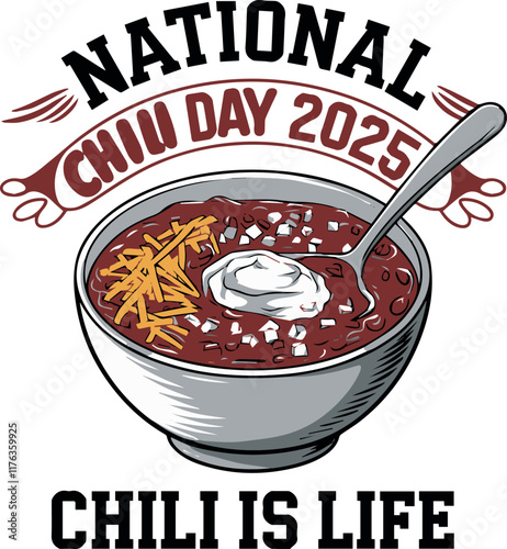 national chili day, t shirt design, card vector