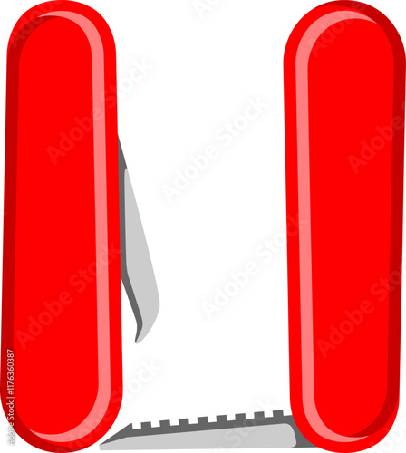 Multitool Knife Letter Alphabet Vector Element U