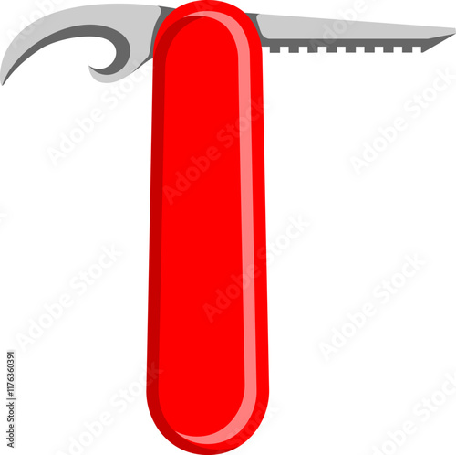 Multitool Knife Letter Alphabet Vector Element T