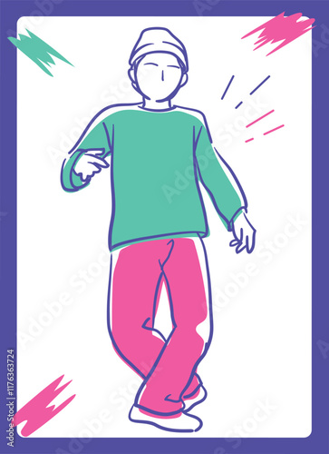 ヒップ・ホップダンスを踊る人。ベクターイラスト素材。