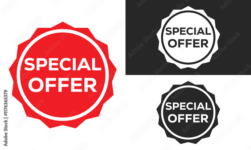 Obraz premium Offer sticker vector illustration logotype design.