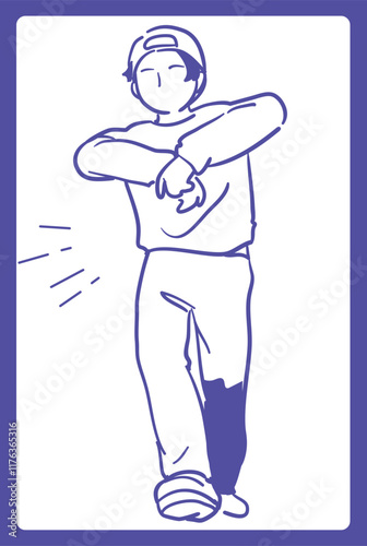 ヒップ・ホップダンスを踊る人。ベクターイラスト素材。