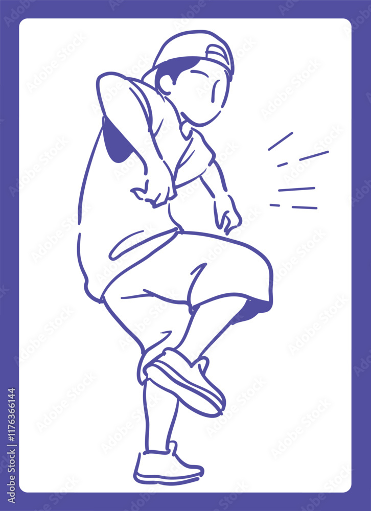 Fototapeta premium ヒップ・ホップダンスを踊る人。ベクターイラスト素材。