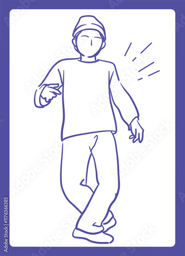 ヒップ・ホップダンスを踊る人。ベクターイラスト素材。