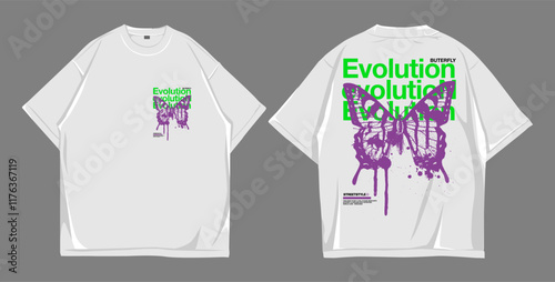 Design t shirt oversize butterfly evolution