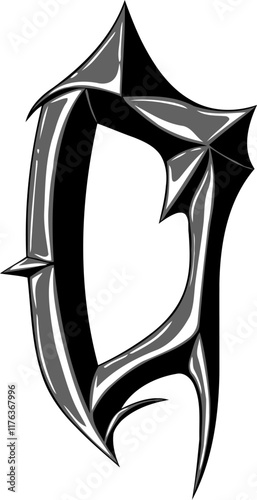 Heavy Style Metal Letter Alphabet Vector Element D