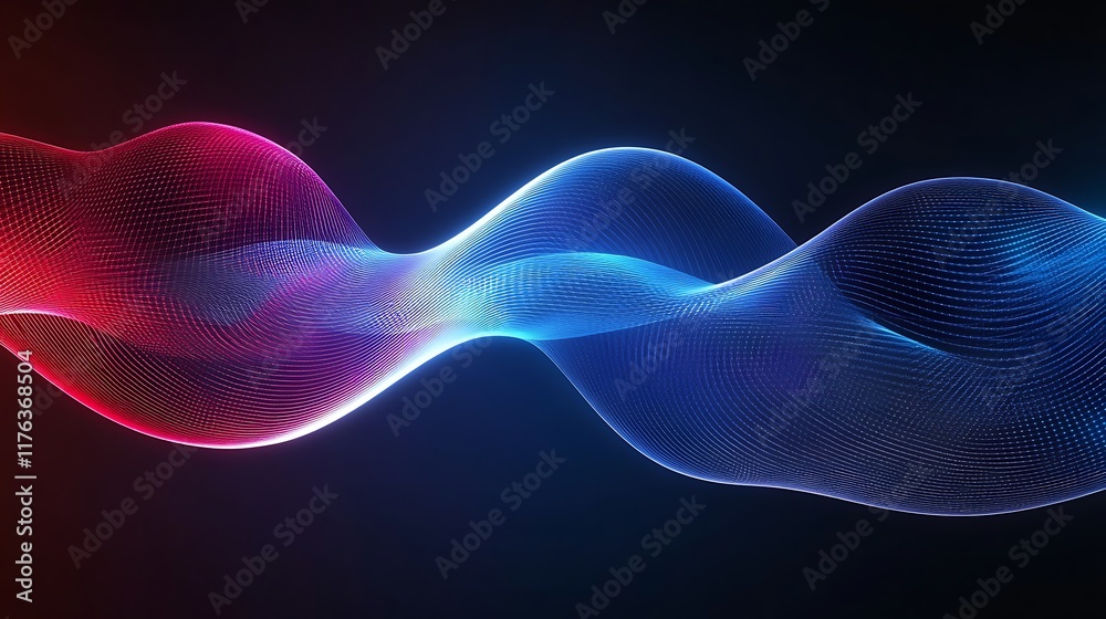 Fototapeta premium Abstract Red And Blue Wave Energy Flow Design