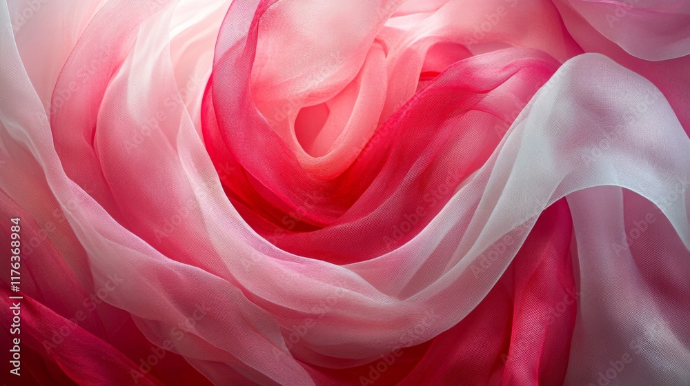 Obraz premium Pink and Red Sheer Fabric Draped Swirls