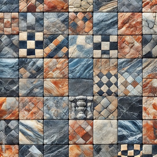 Checkerboard Stone Alternating squares of two different stone ty photo