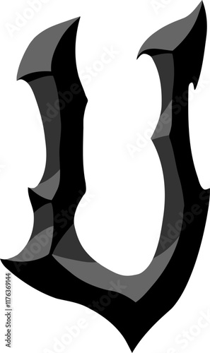 Heavy Metal Letter Alphabet Vector Element U