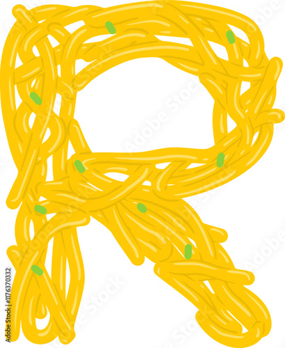 Spaghetti Noodle Letter Alphabet Vector Element R