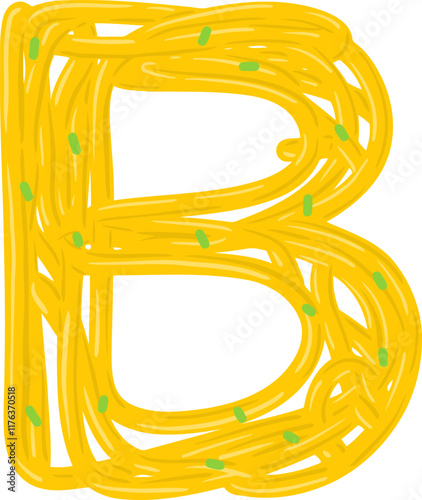 Spaghetti Noodle Letter Alphabet Vector Element B