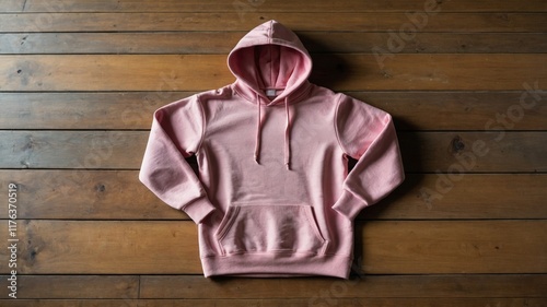 Pink Hoodie: Soft, Minimalist Style on Rustic Wood