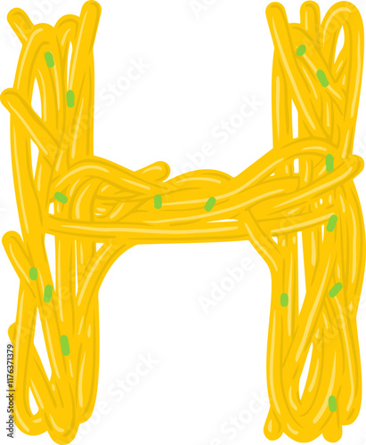 Spaghetti Noodle Letter Alphabet Vector Element H