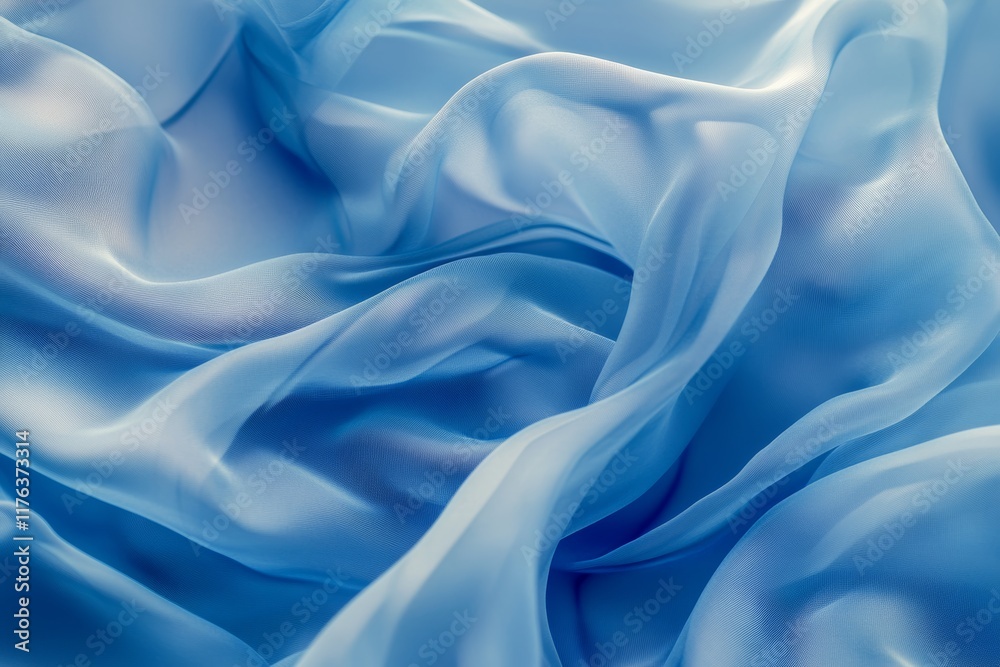 Soft, flowing light blue fabric with subtle folds and wrinkles. Soft, flowing light blue fabric with subtle folds and wrinkles.