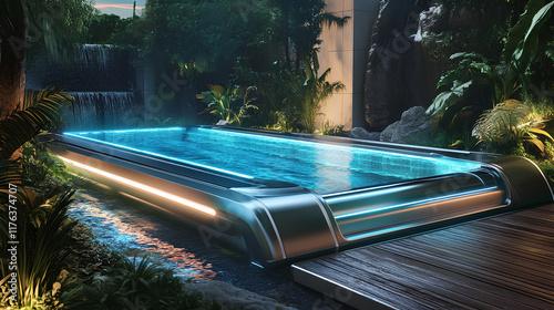 future swimming pool in the night