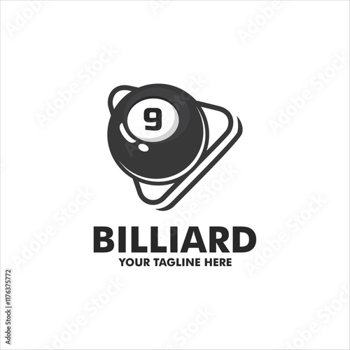 vector illustration of billiard ball logo on white background