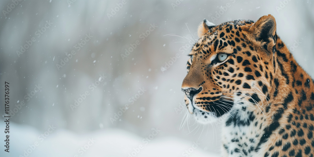 Fototapeta premium A stunning and powerful leopard gracefully posed against a white background