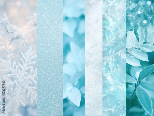 Frosty Winter Backgrounds Collection with Snowflakes and Icy Patterns - made with Generative AI photo