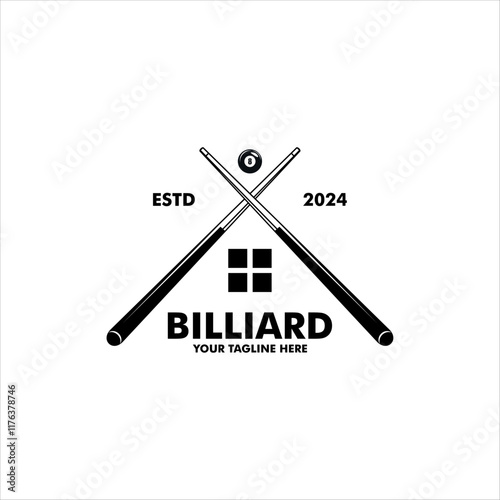Billiard logo design vintage retro badge. suitable for bar sports billiard game center billiard club restaurant